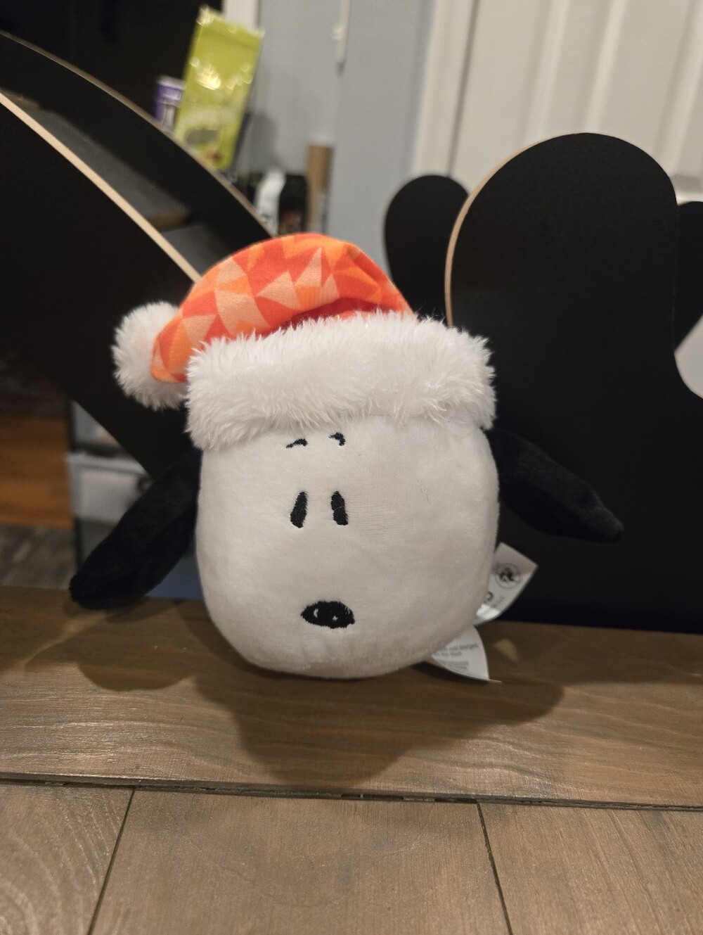 Peanuts Plush Holiday Snoopy Dog Head In Santa Hat